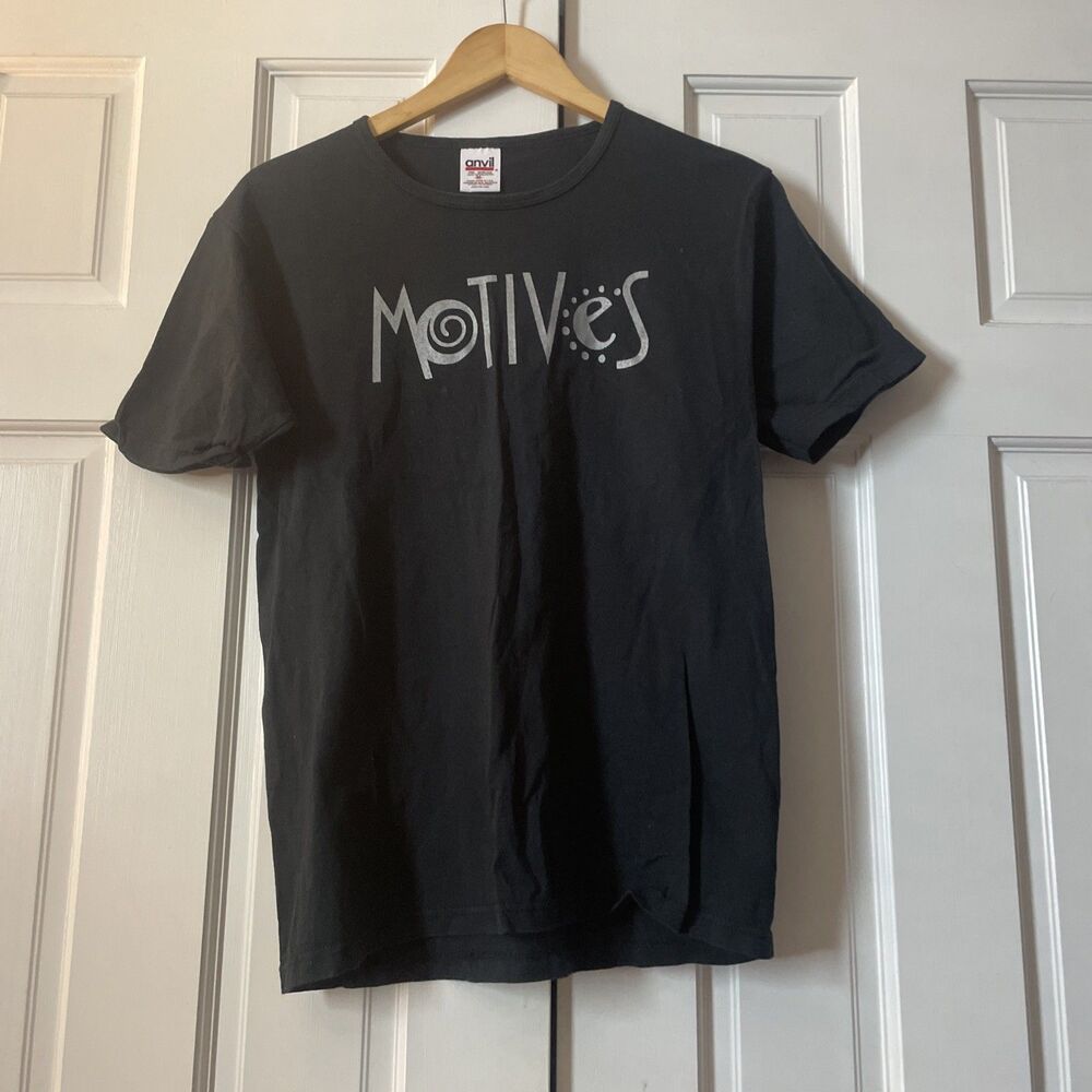 Vintage 90s Y2K Motives Graphic Tee Shirt Black Anvil Tag Womens Medium